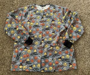 Samantha Mara Scrub top Snap Front Long Sleeve Halloween Uniform Size Large